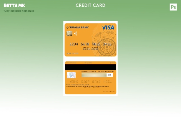 Модерен стил Шаблон за виза картичка за банка Тирана на Албанија